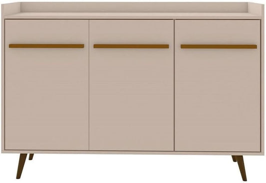 Manhattan Comfort Bradley Buffet Cabinet with Storage, Mid Century Modern Sideboard with 4 Shelves and Soft Close Doors, TV Stand Media Console for up to 50" Screens, 53.54" Long, Off White