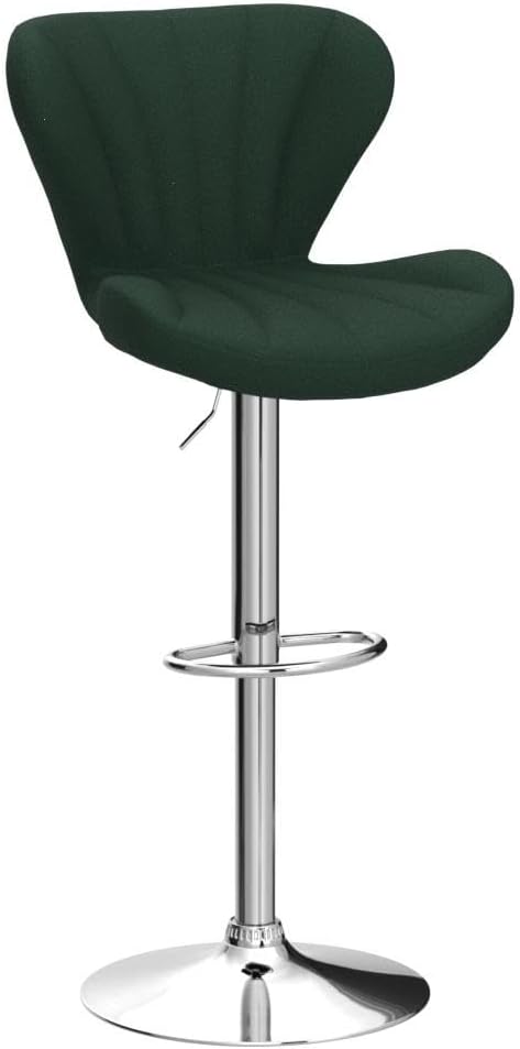 Roundhill Furniture Ellston Velvet Adjustable Swivel Barstools in Green, Set of 2