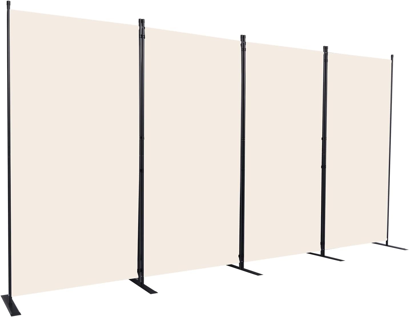Room Divider, 4 Panel Folding Privacy Screens with Wider Support Feet, 6 Ft Portable Room Partition for Room Separator, 136" W X 71" H, Beige
