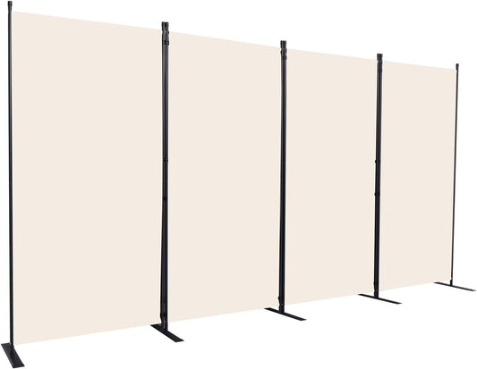 Room Divider, 4 Panel Folding Privacy Screens with Wider Support Feet, 6 Ft Portable Room Partition for Room Separator, 136" W X 71" H, Beige
