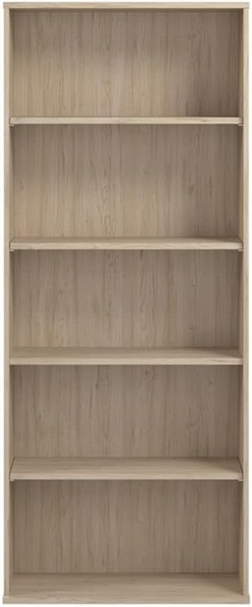 Bush Business Furniture Hustle Tall 5 Shelf Bookcase in Natural Elm, Large Freestanding Bookshelf for Home Office and Professional Workspace