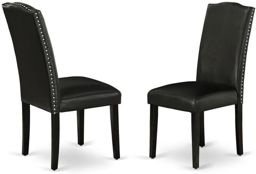 East West Furniture LGEN7-BLK-69 7 Piece Dining Room Furniture Set Consist of a Rectangle Wooden Table with Butterfly Leaf and 6 Black Faux Leather Parson Chairs, 42x84 Inch, Black