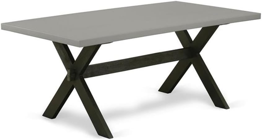 East West Furniture X697MZ606-6 6 Piece Dinette Set Contains a Rectangle Dining Table with X-Legs and 4 Shitake Linen Fabric Parson Chairs with a Bench, 40x72 Inch, Multi-Color