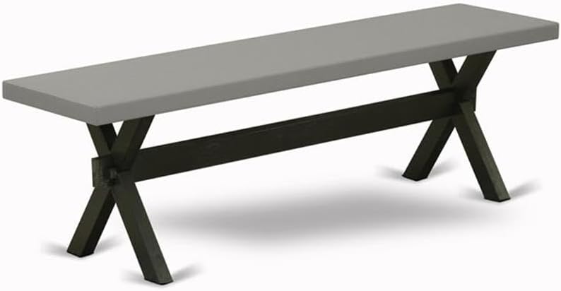 East West Furniture X696DR124-6 6 Piece Dining Set Contains a Rectangle Dining Room Table with X-Legs and 4 Black Color Linen Fabric Parson Chairs with a Bench, 36x60 Inch, Multi-Color