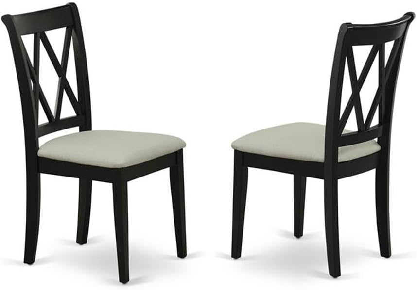 East West Furniture LGCL9-BLK-C 9 Piece Dining Room Table Set Includes a Rectangle Kitchen Table with Butterfly Leaf and 8 Linen Fabric Upholstered Dining Chairs, 42x84 Inch, Black