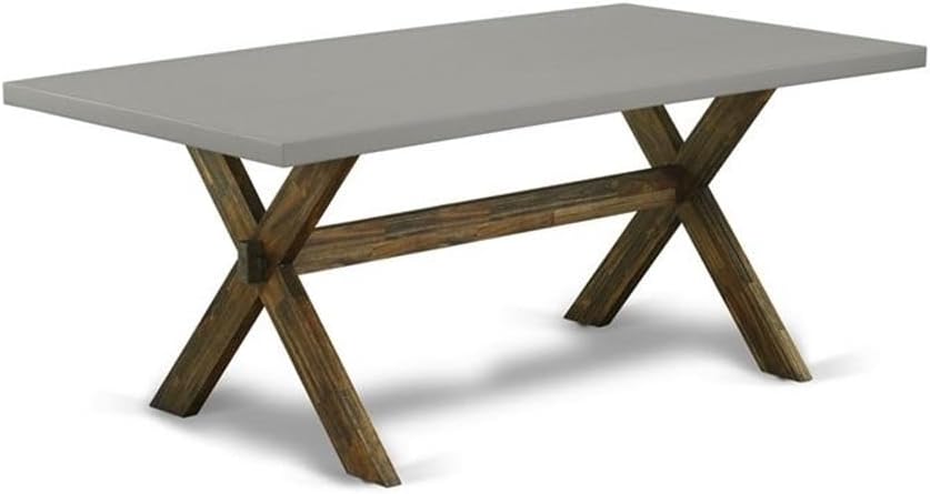 East West Furniture X797MZ716-6 6 Piece Dining Table Set Contains a Rectangle Kitchen Table with X-Legs and 4 Dark Khaki Linen Fabric Parson Chairs with a Bench, 40x72 Inch, Multi-Color