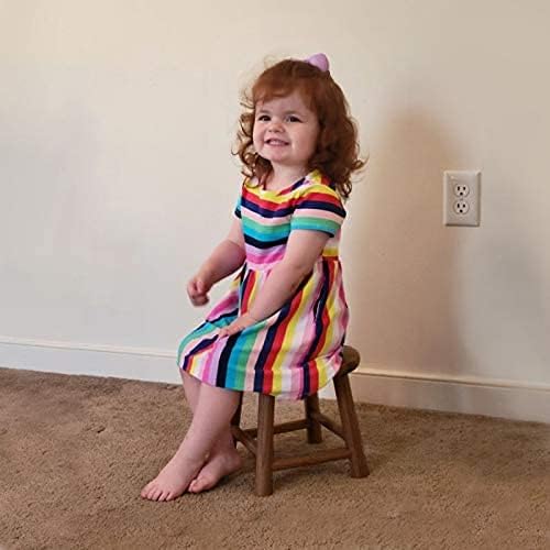 CONSDAN 9-Inch Round Step Stool for Adults & Kids, USA Grown Solid Oak Hardwood, Sturdy Small Foot Stool for Kitchen, Bedroom, Bathroom, Shoe Changing, Plant Stand, Fully Assembled (Chocolate)