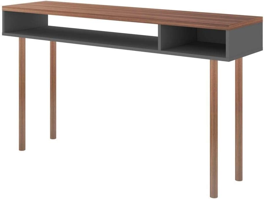 Manhattan Comfort Windsor Modern 2 Shelves Entryway Accent Console Table, 47.24", Grey and Nature