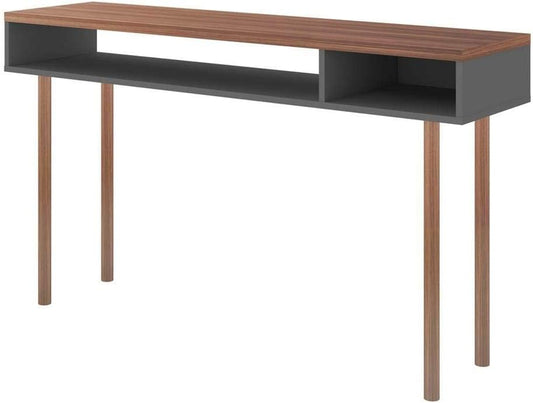 Manhattan Comfort Windsor Modern 2 Shelves Entryway Accent Console Table, 47.24", Grey and Nature