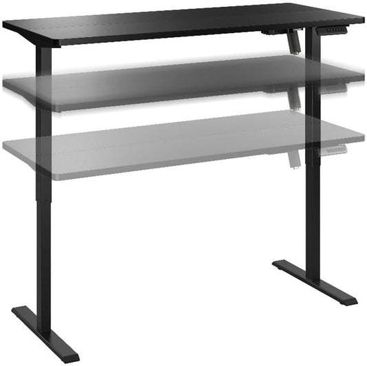 Bush Furniture Energize 55W x 24D Electric Height Adjustable Standing Desk in Basic Black, Ergonomic Sit-Stand Computer Table for Home Office