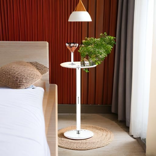 HMYHUM Acrylic Drink Table for Small Spaces, 10" L x 10" W x 21.3" H, Drink Side/End Table for Living Room, Round, Easy Assembly, Clear