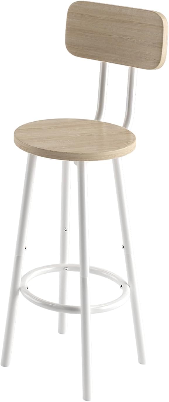 5-Piece Bar Table and Chairs Set, 43.3'' Pub Table Set Modern Small Table and Chairs Set of 4 for Breakfast Nook Living Room Small Space Restaurant, White Oak