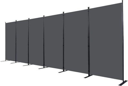 Room Divider, 6 Panel Folding Privacy Screens with Wider Support Feet, 6 Ft Portable Room Partition for Room Separator, 204" W X 71" H, Grey