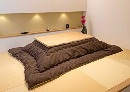 BJDesign Kotatsu - Japanese Heated Table - Wooden Chabudai Furniture with 120V Electric Heater - Low-Lying Dining and Work Desk with Temperature Control Knob (47x31in, Natural)