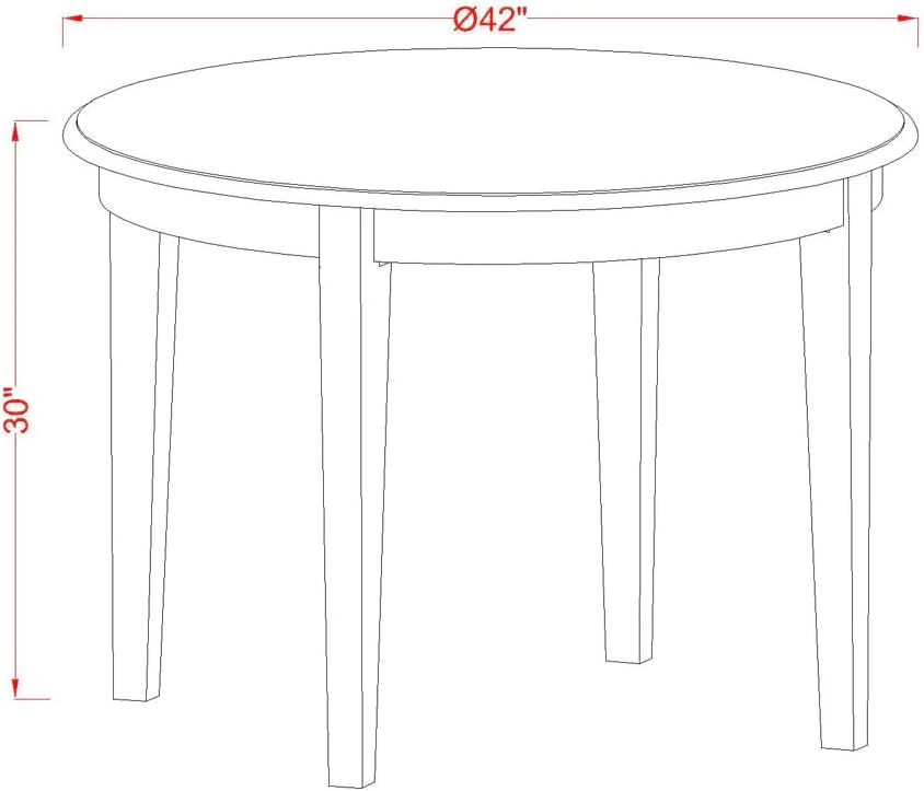 East West Furniture BOAD5-LWH-LC 5 Piece Dining Room Furniture Set Includes a Round Kitchen Table and 4 Faux Leather Upholstered Dining Chairs, 42x42 Inch, Linen White