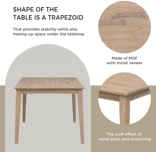 SogesHome Classic 6-Piece Dining Table Set, Rectangular Wooden Kitchen Table with Upholstered Chairs & Bench for Dining Room, Traditional Retro Farmhouse Dining Table for Kitchen, Natural