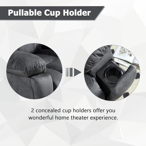 Phoenix Home Large Power Lift Recliner with Massage and Heat for Elderly, Electric Chair with USB Port, 2 Hidden Cup Holders, Dark Grey