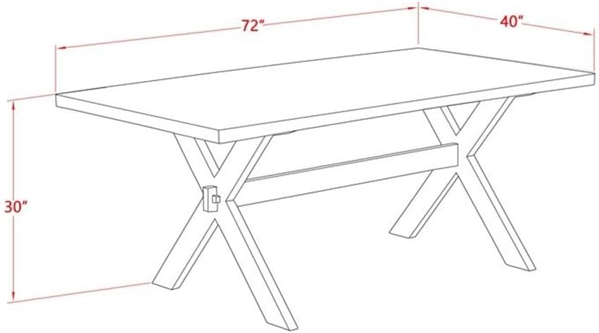 East West Furniture X077EN206-9 9 Piece Dining Set Includes a Rectangle Dining Room Table with X-Legs and 8 Dark Shitake Linen Fabric Upholstered Parson Chairs, 40x72 Inch, Multi-Color