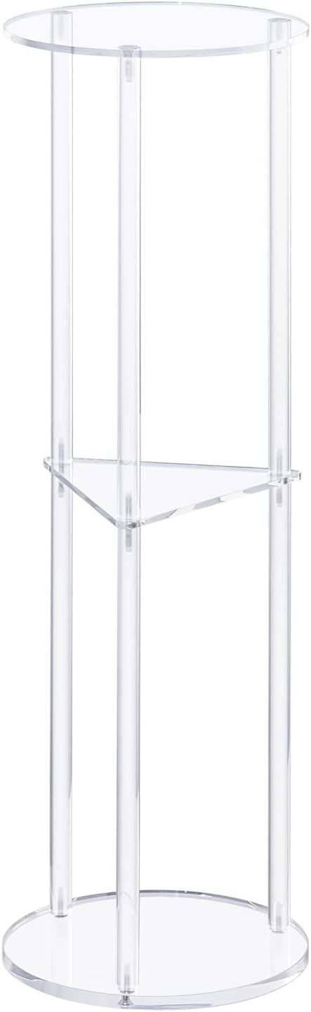 HMYHUM Acrylic Drink Table for Small Spaces, Martini Table for Living Room, Small Drink Side Table, 3 Tiers, Round, Modern, 8" L x 8" W x 26" H, Clear