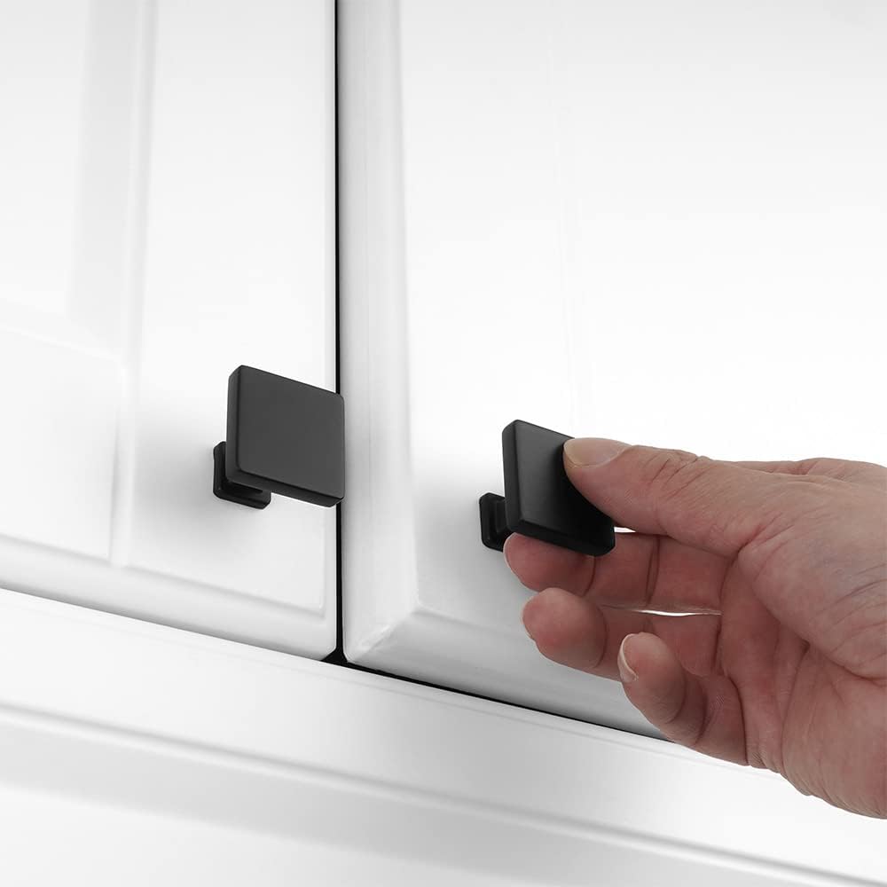 KOOFIZO 30 Pack Black Cabinet Knobs Matte Black Drawer Knobs K08 Square Single Hole Cabinet Pulls for Cabinets Drawer Dresser Cupboard Bedroom Closet Bathroom Vanity