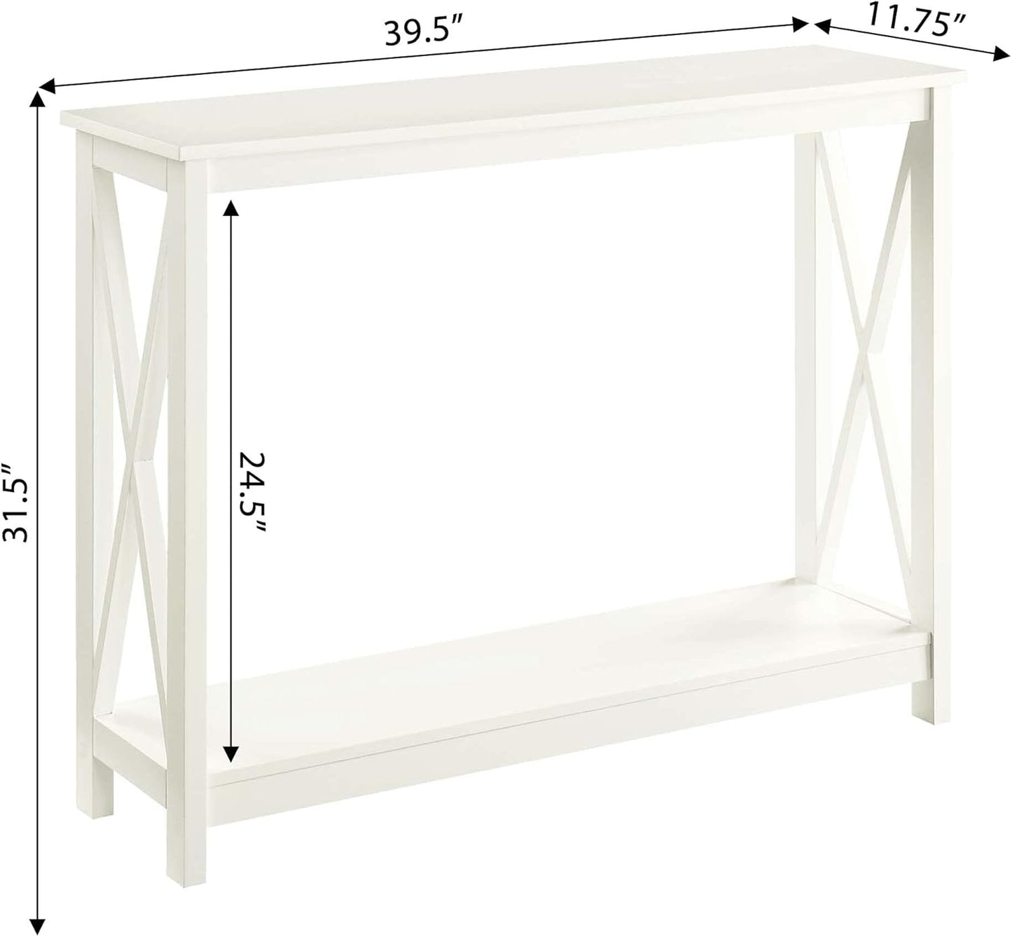Convenience Concepts Oxford Console Table 39.5" - Sofa Table with Storage Shelf, Transitional Entryway Hall Table for Living Room and Bedroom, Display Foyer Table, Ivory