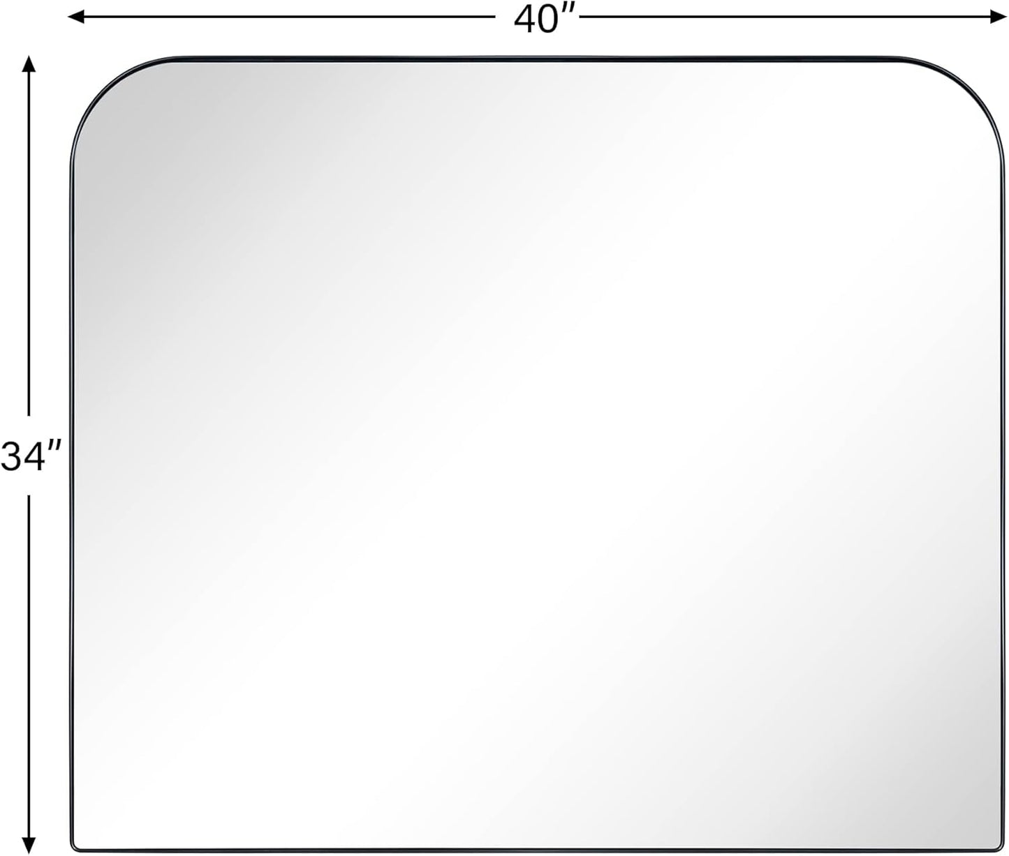 34x40'' Large Matte Black Arched Mantel Mirror Rounded Corner Wall Mirror for Bathroom, Living Room or Powder Room