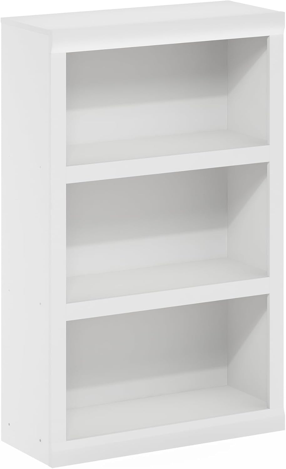 Furinno Rail 3-Tier Open Shelf Bookcase with Classic Style Edges, White