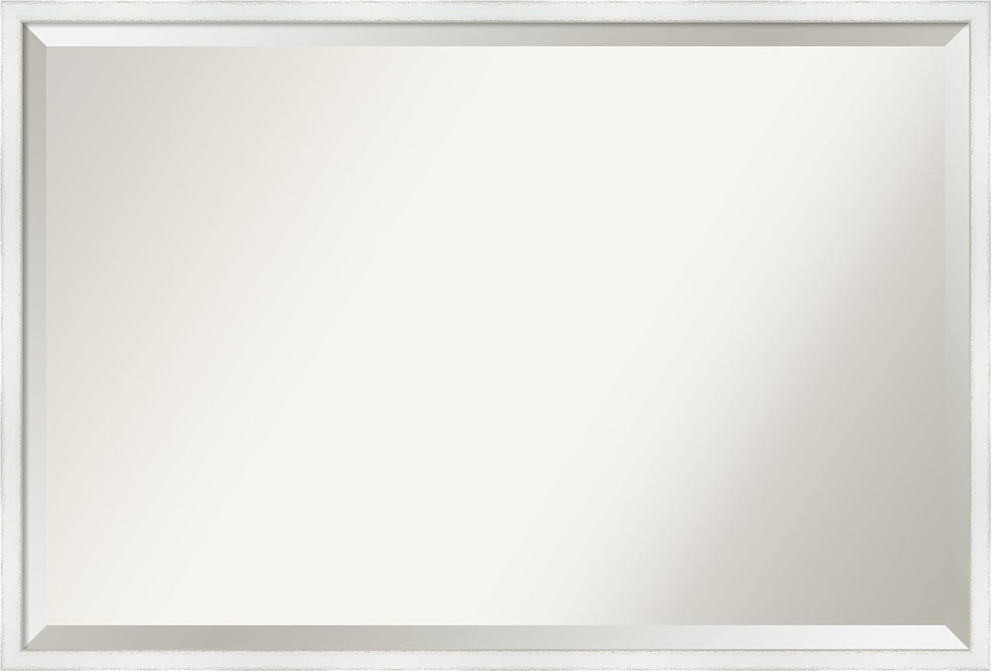 Amanti Art White Bathroom Mirror for Over Sink, 25x37 Breeze Distressed White Rectangle Vanity Mirror, Large Country Rustic Wood Frame, Hangs Horizonally and Vertically, Bathroom Wall Decor, Beveled