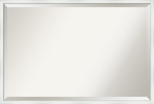 Amanti Art White Bathroom Mirror for Over Sink, 25x37 Breeze Distressed White Rectangle Vanity Mirror, Large Country Rustic Wood Frame, Hangs Horizonally and Vertically, Bathroom Wall Decor, Beveled