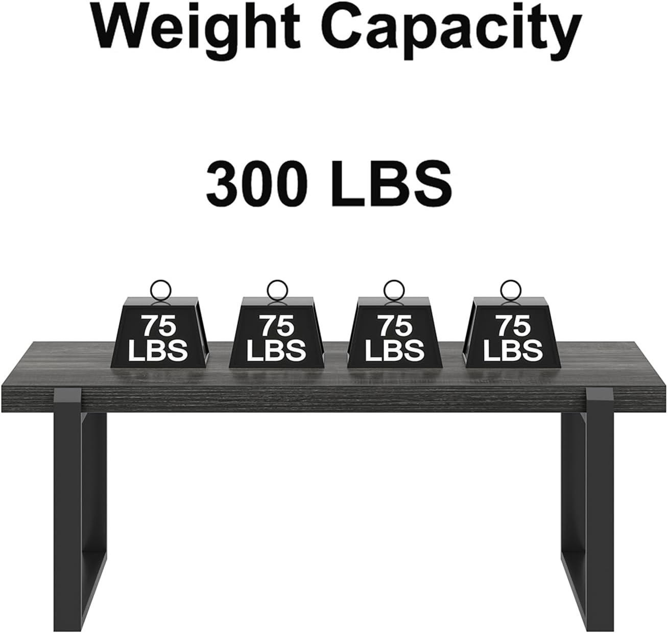 FOLUBAN Coffee Table, Modern Industrial Wood and Metal Center Table, Rectangle Cocktail Tea Table for Living Room, Dark Gray, 44 Inch