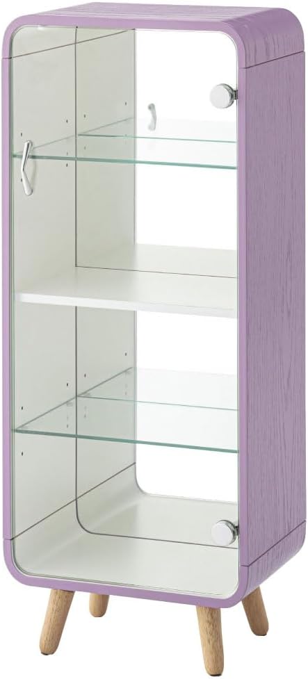 PaletteLife Figurine-Case 4 Tiers Collection-Case Mirror-Backboard Woodgrain Purple BLT-612PP