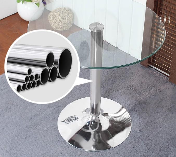 31.2" Round Glass Dining Table, Modern Circular, Sturdy Base and Perfect for 2-4 Seat, Bistro Style for Dining Room, Living Room, Balcony, Cafe