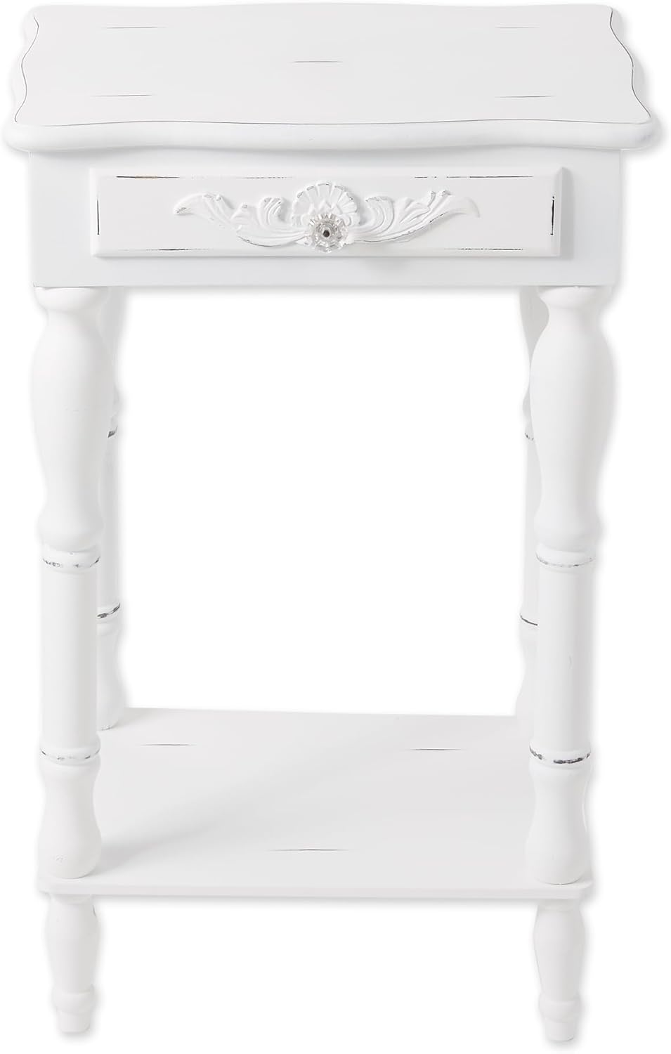 Carved White Side Table