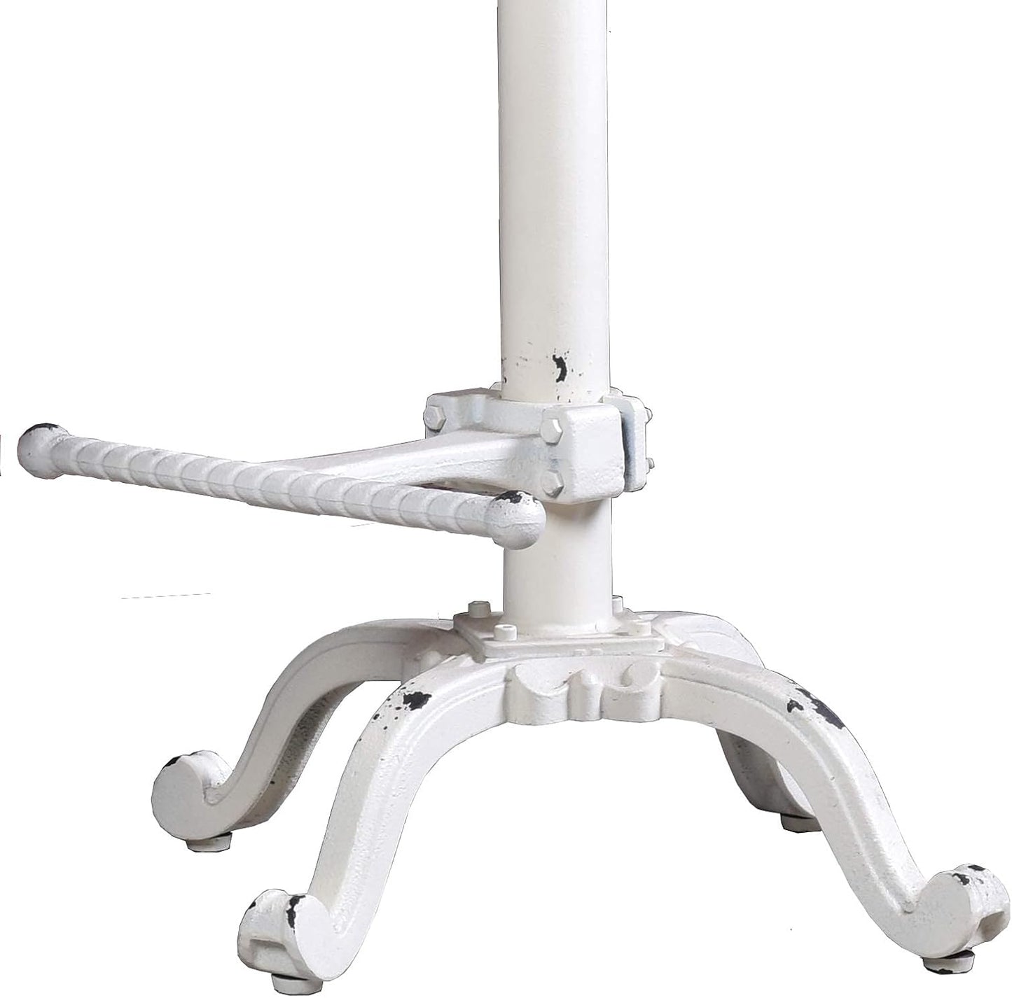 Topower Industrial Retro Vintage Farm Wooden Tractor Stool Kitchen Swivel Height Adjustable bar Stool (Antique White)