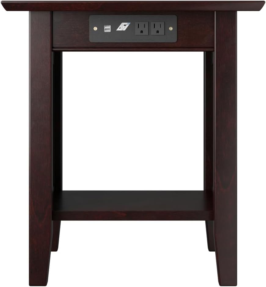 AFI Nantucket End Table with Built-in Charger in Espresso