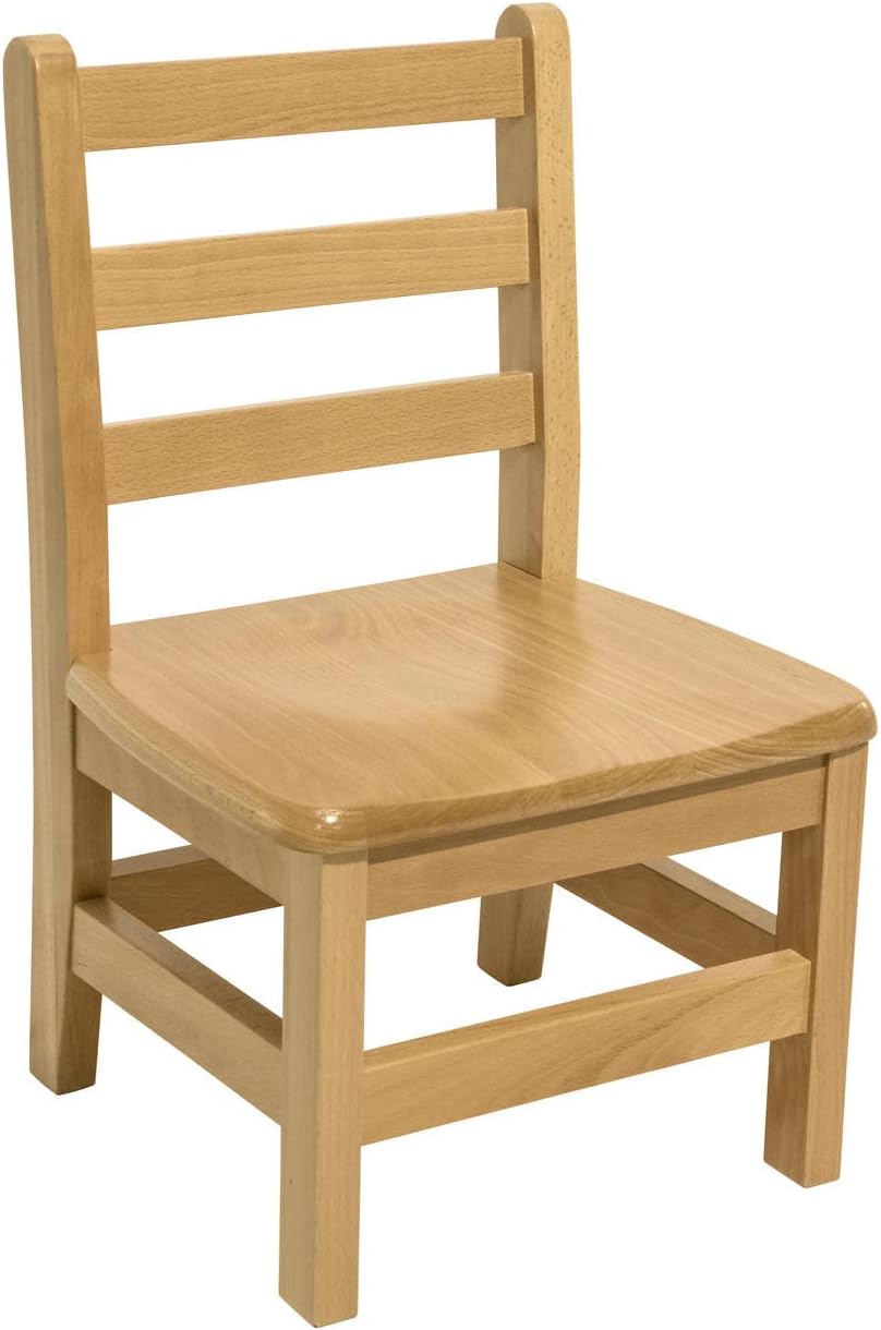 Kids Wooden Chair Set, Fully Assembled Youth Ladderback Wood Chairs for Children, 13" Seat Height for Ages 6-9 (Set of Two)