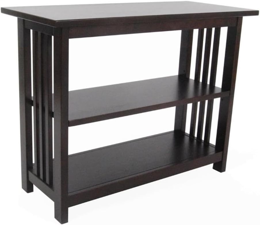 Alaterre Furniture Mission Console Entryway Table with Lower Storage and Adjustable Middle Shelf-Use as Under Window Bookshelf in Living Room or Home Office, (L) 31" x (W) 14" x (H) 24", Espresso