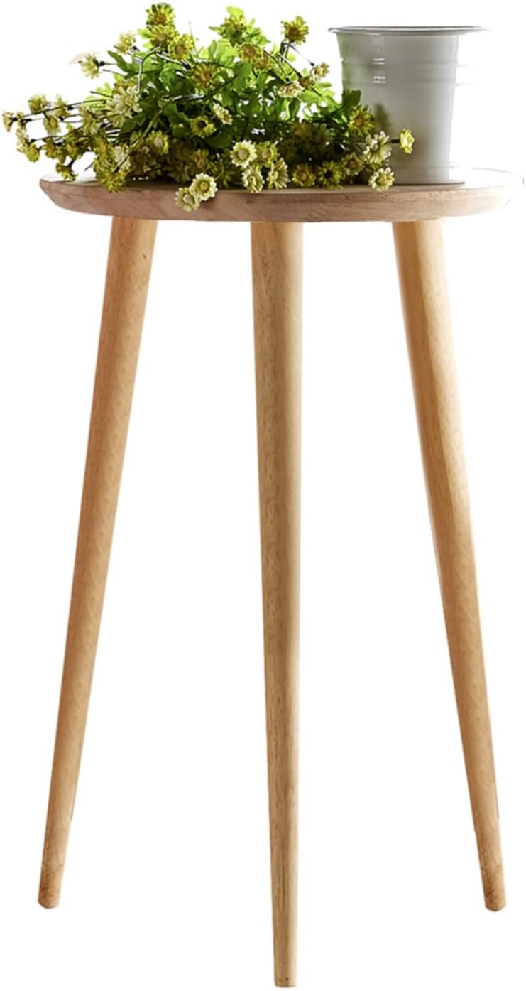 WoodShine Side Table Small Round Solid Wood Sofa End Tables Accent Nesting Coffee Table Natural(H:24.21inch)