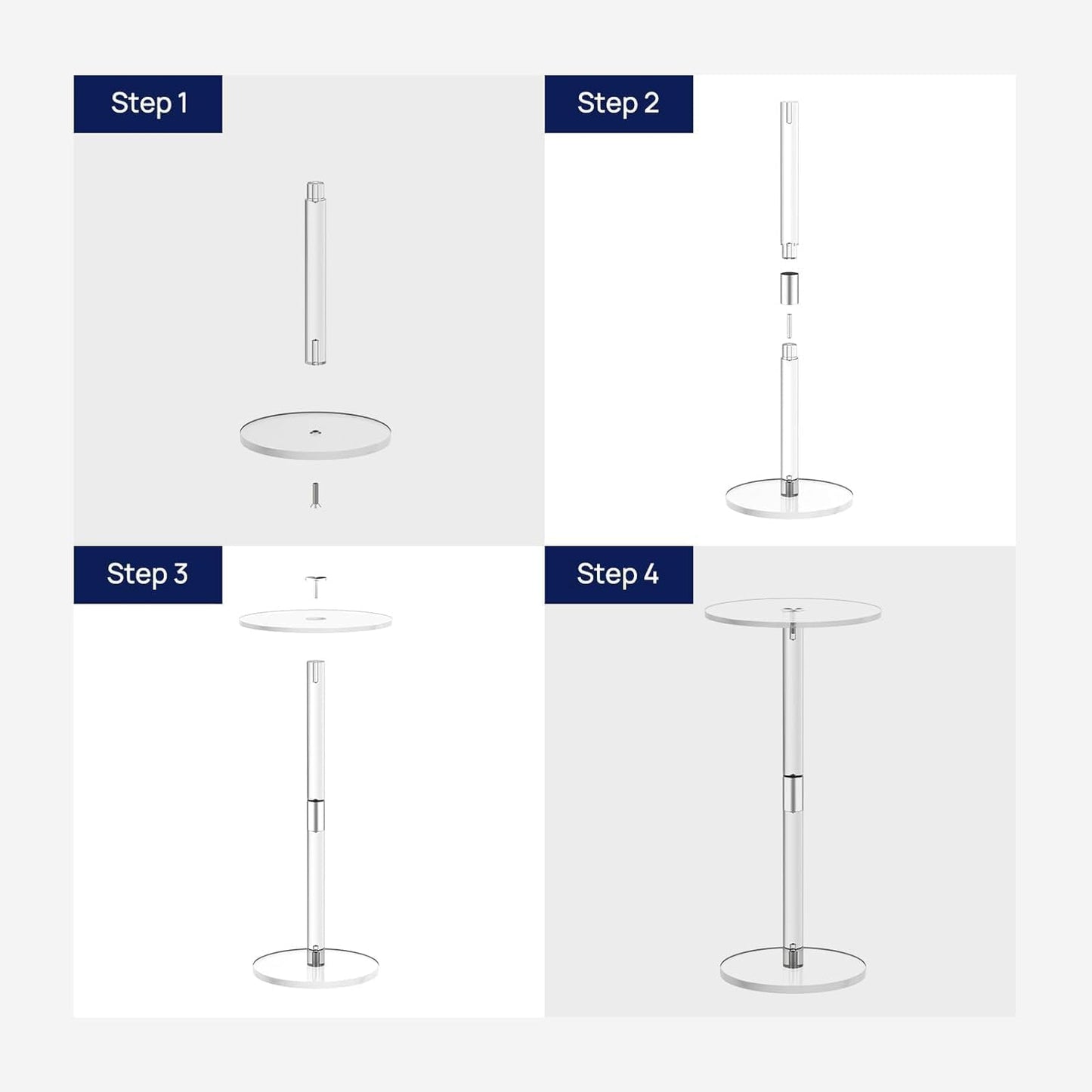 Acrylic Side Table, Acrylic Small Table, Minimalist Side Table for Living Room, Bedroom, Bathroom, Hallway, Balcony