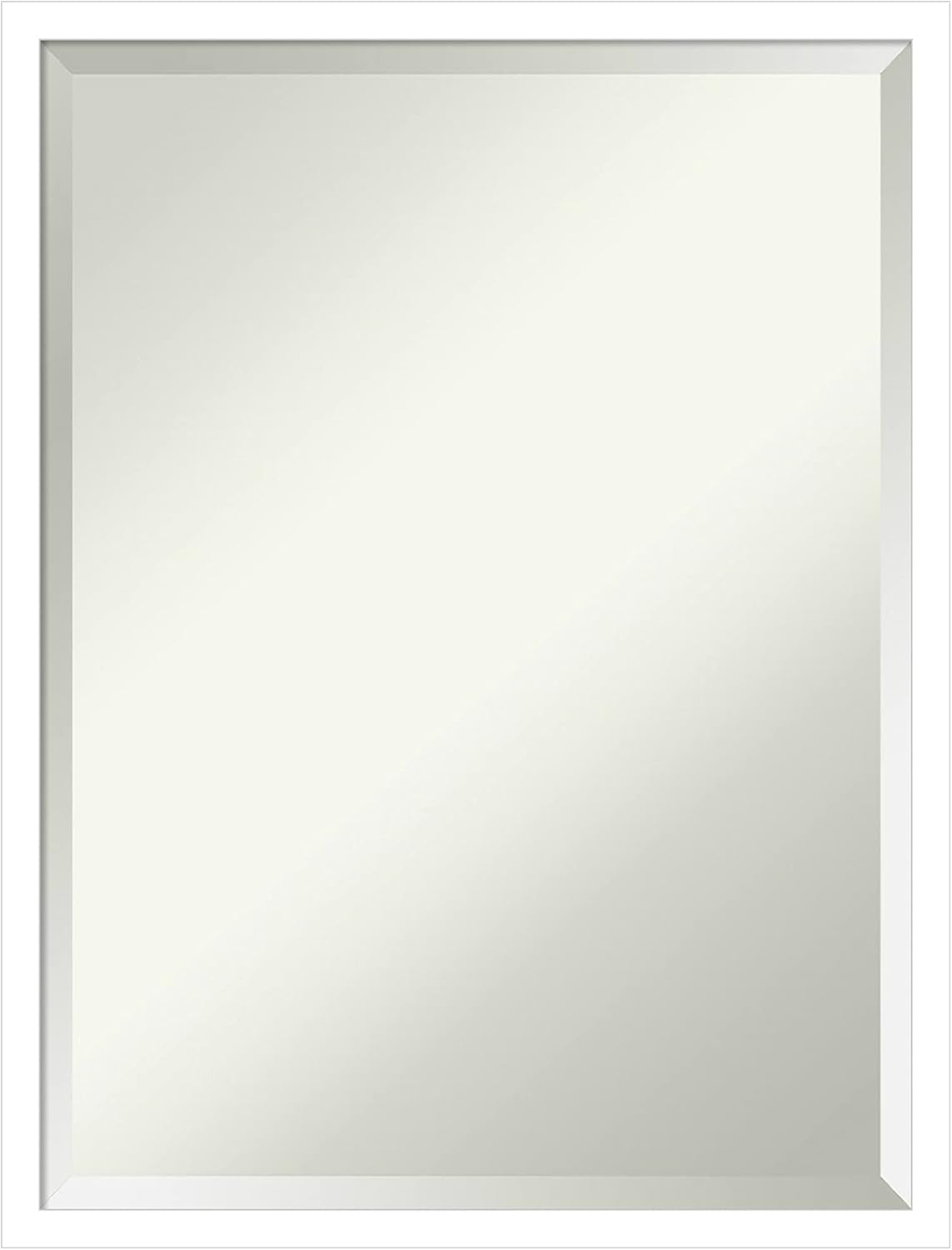 Amanti Art White Bathroom Mirror for Over Sink, 26x20 Svelte White Rectangle Vanity Mirror, Medium Modern Contemporary Wood Frame, Hangs Horizonally and Vertically, Bathroom Wall Decor, Beveled Edge