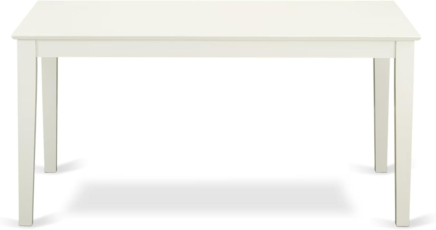 East West Furniture CAAB7-LWH-64 7 Piece Kitchen Table & Chairs Set Consist of a Rectangle Dining Room Table and 6 White Faux Leather Parsons Dining Chairs, 36x60 Inch, Linen White