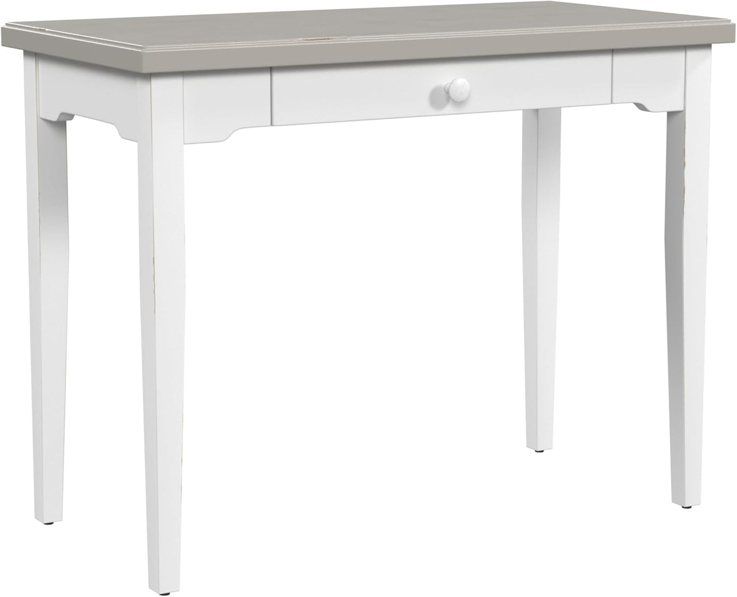 Hillsdale Furniture Clarion, Gray Wood Top/Sea White Base Desk/Table, Distressed
