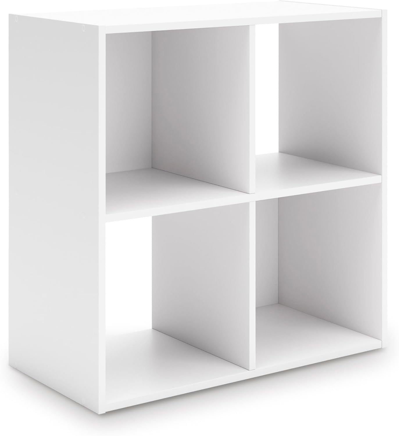 Signature Design by Ashley Onita Modern 2-Tier Floor Standing 4 Cube Organizer for Living Room, White