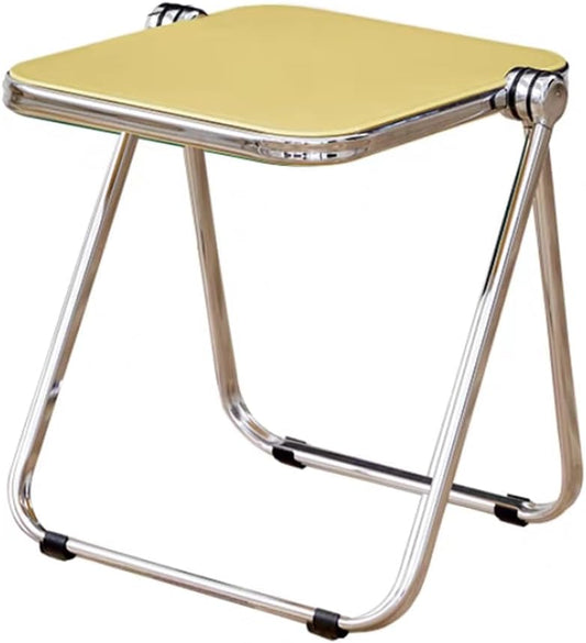 Portable Folding End Table, Lightweight Half-Fold Design for Living Room, Bedroom and Small Spaces, Sturdy Acrylic and Metal Frame with No Assembly Required, Space-Saving Storage (Yellow)