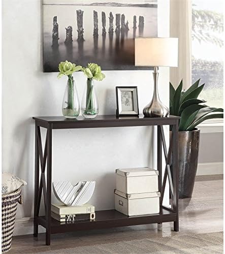 Convenience Concepts Oxford Console Table 39.5" - Sofa Table with Storage Shelf, Transitional Entryway Hall Table for Living Room and Bedroom, Display Foyer Table, Espresso
