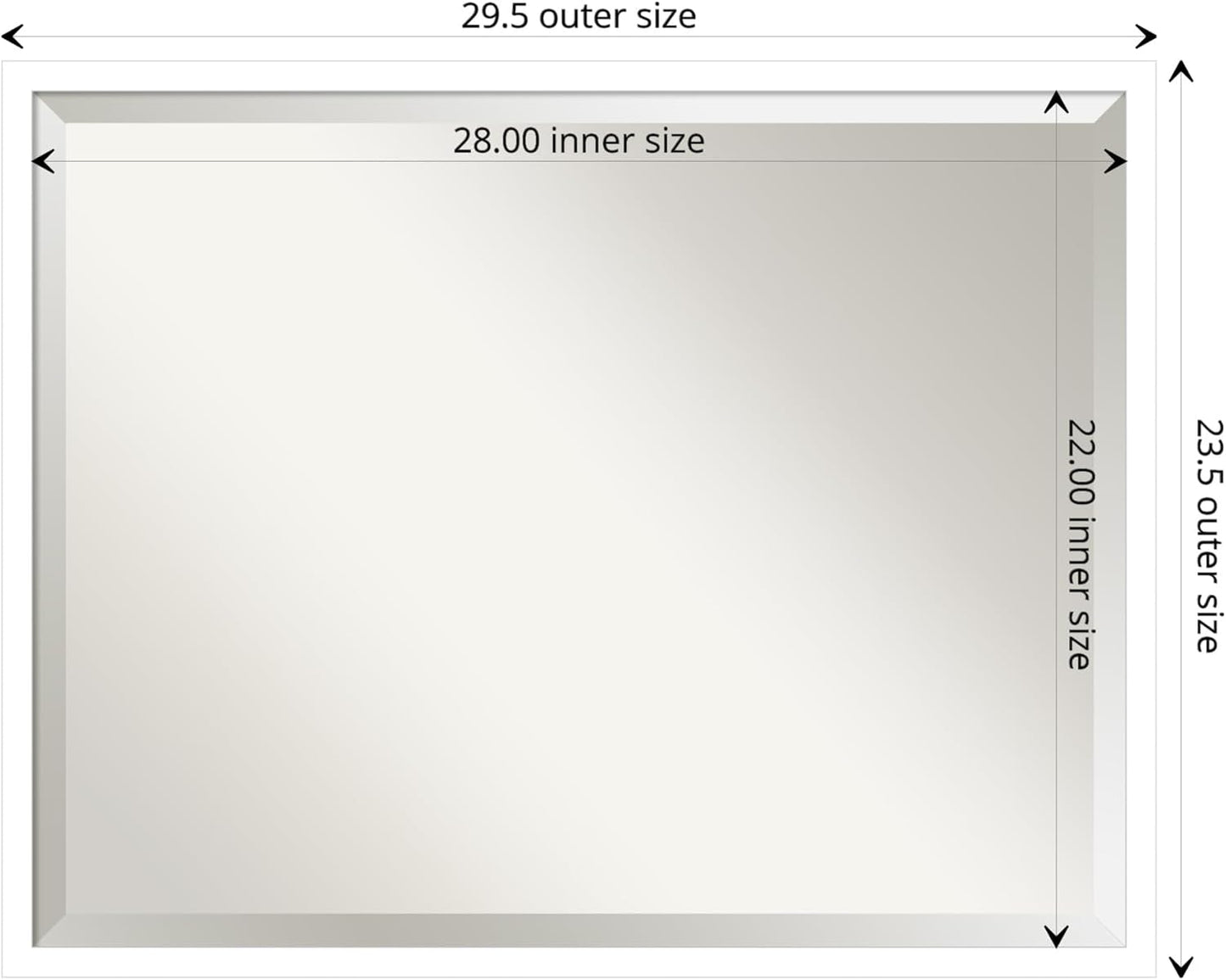 Amanti Art White Bathroom Mirror for Over Sink, 24x30 Svelte White Rectangle Vanity Mirror, Large Modern Contemporary Wood Frame, Hangs Horizonally and Vertically, Bathroom Wall Decor, Beveled Edge