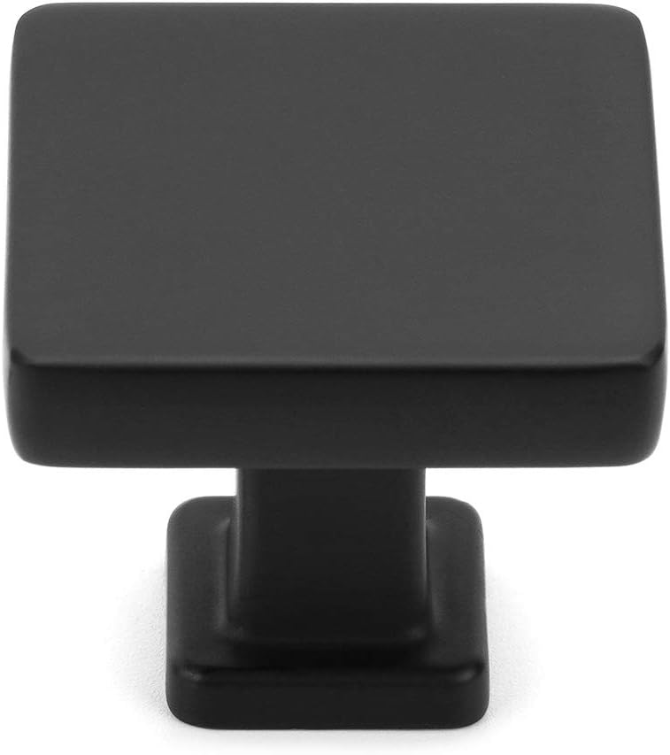 KOOFIZO 10 Pack Black Cabinet Knobs Matte Black Drawer Knobs K08 Square Single Hole Cabinet Pulls for Cabinets Drawer Dresser Cupboard Bedroom Closet Bathroom Vanity