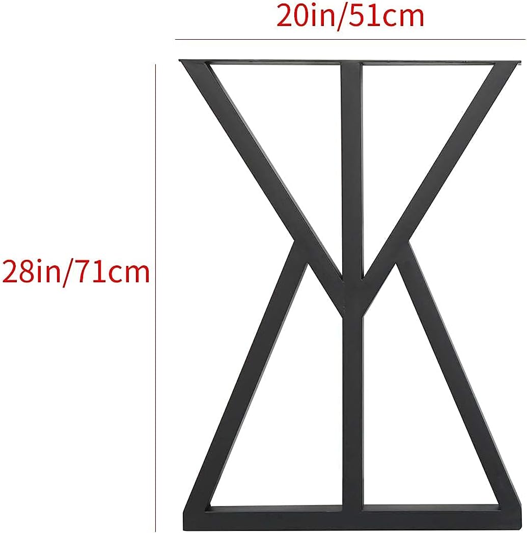 SSS Furniture 2 Pcs Industrial Metal Furniture Legs (H28 x W20) Rustic Decory Triangular Coffee Table Legs, Heavy Duty Metal Desk Legs, Dining Table Legs, DIY Cast Iron Bench Legs,Black