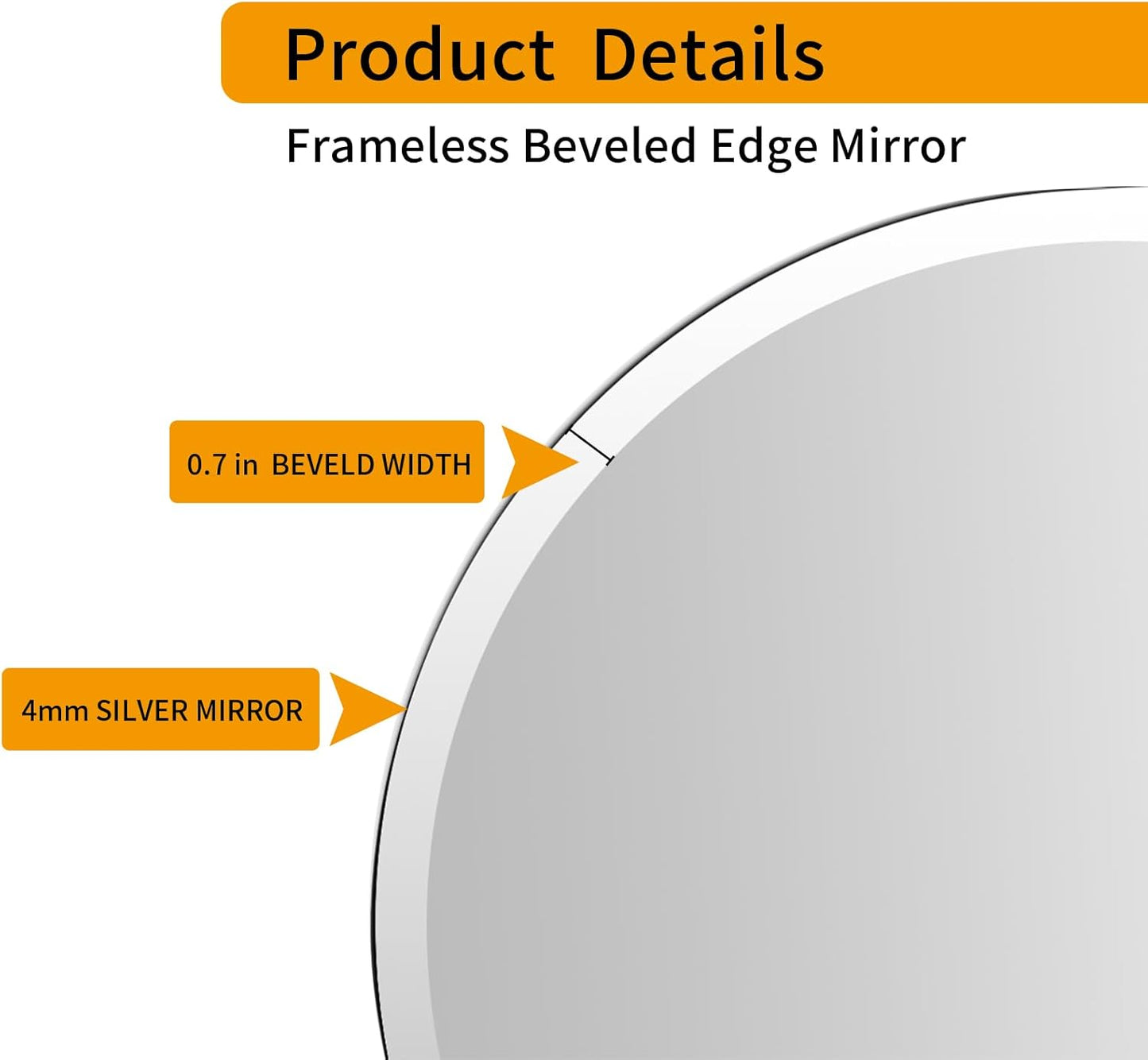 KOHROS Frameless Round Bathroom Mirror for Over Sink 24" x 24" Circle Mirror Beveled Edge Wall Mirror for Bathroom Vanity Entryway Bedroom