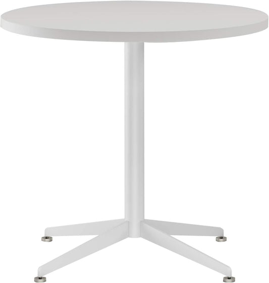 White Dining Table Round Small Office Table Conference Table Coffee Meeting Table for Office Boardroom Kitchen Living Room Waterproof Desktop Easy Assembly 31.5 inch